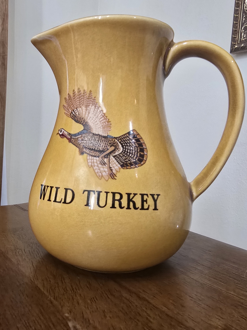Fine Srafford Pottery Wild Turkey Bourbon Whiskey Advertising Pitcher England 6"